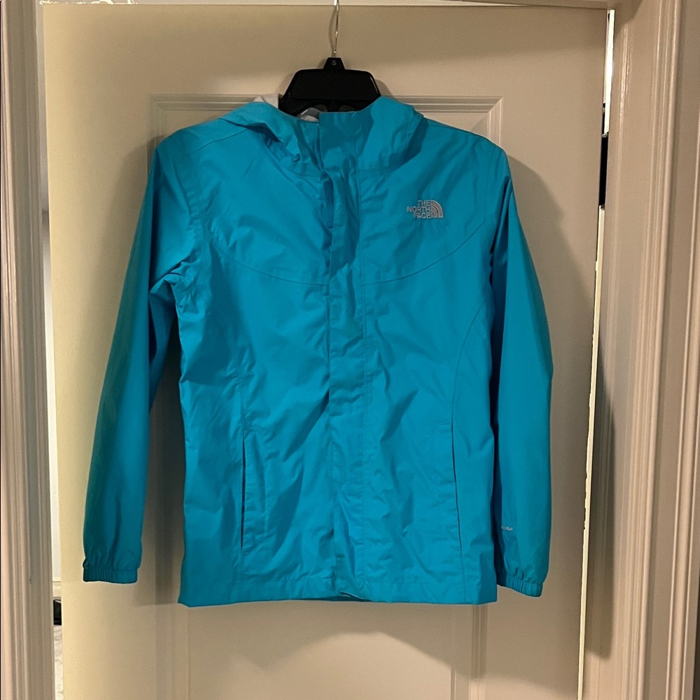 The North Face turquoise Hooded rain/ wind Jacket